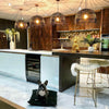Gold Hexagon 3D Mosaic Sheet Tile in Kitchen Wide View