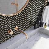 Golden Ebony Black and Gold Chevron Wall Mosaic Tile Sheet Above Sink