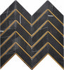 Golden Ebony Black and Gold Chevron Wall Mosaic Tile Sheet Design