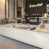 White and Gold Chevron Marble Mosaic Sheet Tile in Bakery