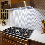 White and Gold Chevron Marble Mosaic Sheet Tile in Kitchen 2