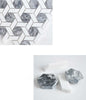 Meteorite Hexagon Authentic White and Grey Marble Mosaic Wall and Floor Tile Close up of Materials Used