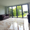 Orca Ash White and Gold Marble Effect Tiles in Lounge