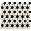 Eterna Hexagon Piccolo Matt White and Black Porcelain Wall and Floor Mosaic Tile