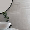 Alixa Minx Brown Stone Effect Ceramic 900x300mm Wall Tile in Bathroom Close up