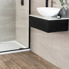 Alixa Minx Brown Stone Effect Ceramic 900x300mm Wall Tile in Bathroom Close up 4