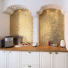 Allure Gold Hexagon Mosaic Wall Tile on Kitchen Wall as Feature Wall Splash Back