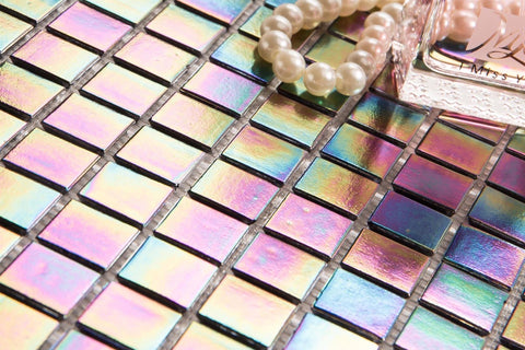 Amethyst Purple Mix Square Glass Mosaic Wall Tile Product Photo 2