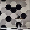 Amsterdam Hexagon Matt Grey Porcelain Wall and Floor Tile on Wall and Floor in Room mixed with the matching Black and White Hexagon Tiles Available