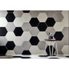 Amsterdam Hexagon Matt White Porcelain Wall and Floor Tile Product Photo in Floor and Wall Mixed with Black and Grey Hexagon Tiles