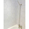 Amsterdam Hexagon Matt White Porcelain Wall and Floor Tile in Shower Enclosure with Gold Shower