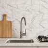 Anilia White Marble Effect Gloss Ceramic Metro Wall 100x300mm Tile as Kitchen Splashback