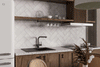 Artisan Oasis White Bevelled Speckle Gloss Ceramic Subway Metro 100x300mm Wall Tile on Kitchen Wall 2