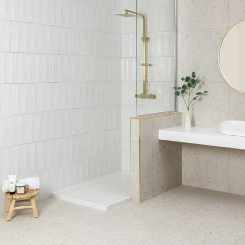 Artisan White Metro Subway Ceramic Wall 100x300mm Tile in Shower Enclosure