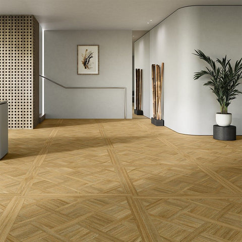Ascot Parquet XL Classic Oak Wood Effect 1000x1000mm Floor Tile in Lounge