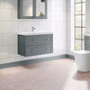 Avatar Matt Rose Pink Hexagon Porcelain Wall and Floor Tile on Bathroom Floor with White Wall Tiles