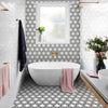Bianco Noir Hexagon White and Black Authentic Marble Mosaic Wall and Floor 305x265mm Tile on Bathroom Wall and Floor