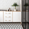 Bianco Noir Hexagon White and Black Authentic Marble Mosaic Wall and Floor 305x265mm Tile on Living Room Floor