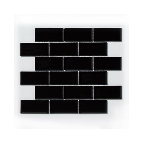 Black Bevelled Metro Ceramic Mosaic Wall Tile Product Photo 1
