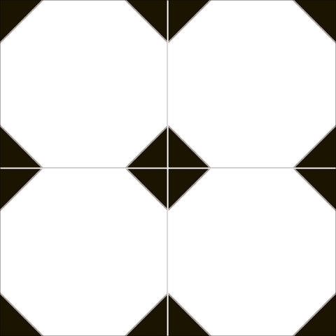 Black and White Traditional Diamond Pattern Ceramic Wall and Floor Tile Product Photo