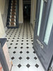 Black and White Traditional Diamond Pattern Ceramic Wall and Floor Tile on Hallway Floor 2