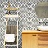 Bordou White and Black Authentic Marble Wall and Floor Mosaic Tile on Bathroom Wall