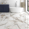 Calacatta Tempest Heavy Polished Porcelain Marble Effect 300x600mm Wall and Floor Tile on Bathroom Floor
