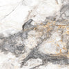 White Polished Porcelain Marble Effect Tile with Heavy Grey Calacatta Veining and Warm Beige Features