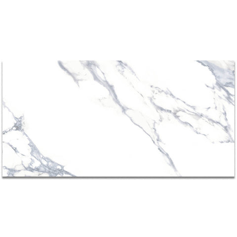 White Marble Effect with Blue Veining on XL Large Format 60x120cm Porcelain Tile Slab