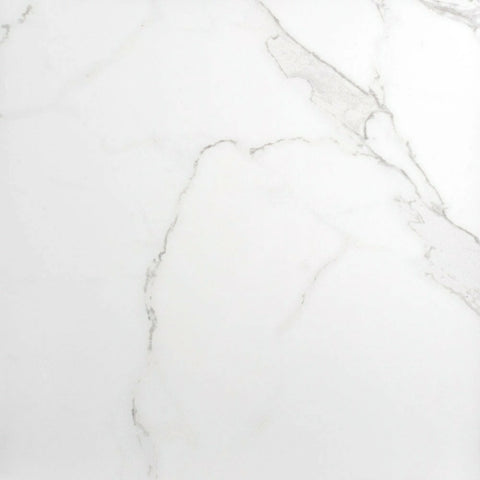 600x600mm White Marble Effect Tile with Soft Grey Veining on Matt Porcelain Tile