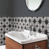 Compass Black and White Pattern Floor Ceramic Tile Bathroom Splashback