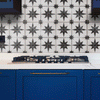 Compass Black and White Pattern Floor Ceramic Tile Kitchen Splashback