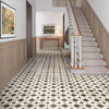 Compass Black and White Pattern Floor Ceramic Tile on Hallway Floor