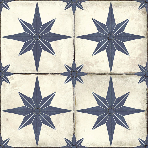 Compass Blue and White Pattern Floor Ceramic Tile Product Photo