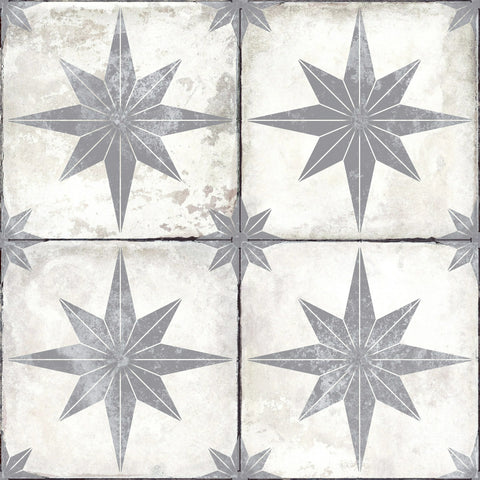Compass Grey and White Pattern Floor Ceramic Tile Product Photo