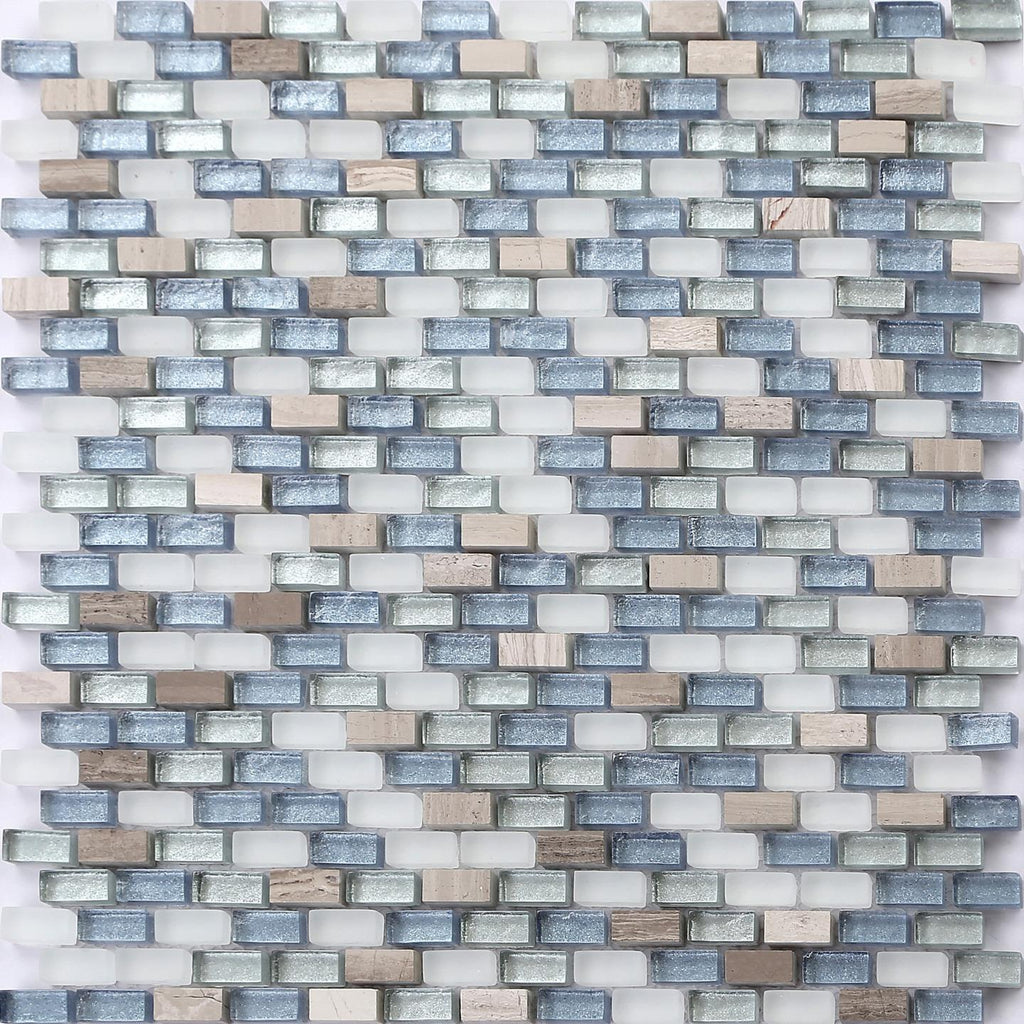 Costal Blue Brick Mosaic Wall Tile Product Photo 1