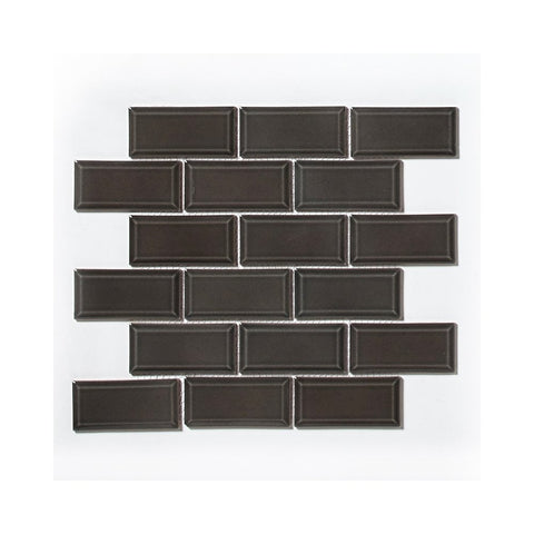 Dark Grey Bevelled Metro Ceramic Mosaic Wall Tile Product Photo 1