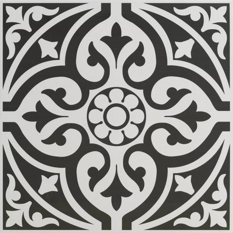 Devonstone Black Pattern Wall and Floor Ceramic 45x45cm Tile Product Photo 1
