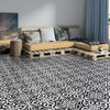 Devonstone Black Pattern Wall and Floor Ceramic 45x45cm Tile in Living Room