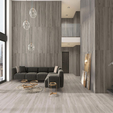 Dream Testament Cloud Grey Wood Effect 7.5x20cm Floor Tilein Living Room