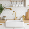 Eterna Hexagon White Grande Gloss Mosaic Wall and Floor Porcelain Tile as Kitchen Splashback