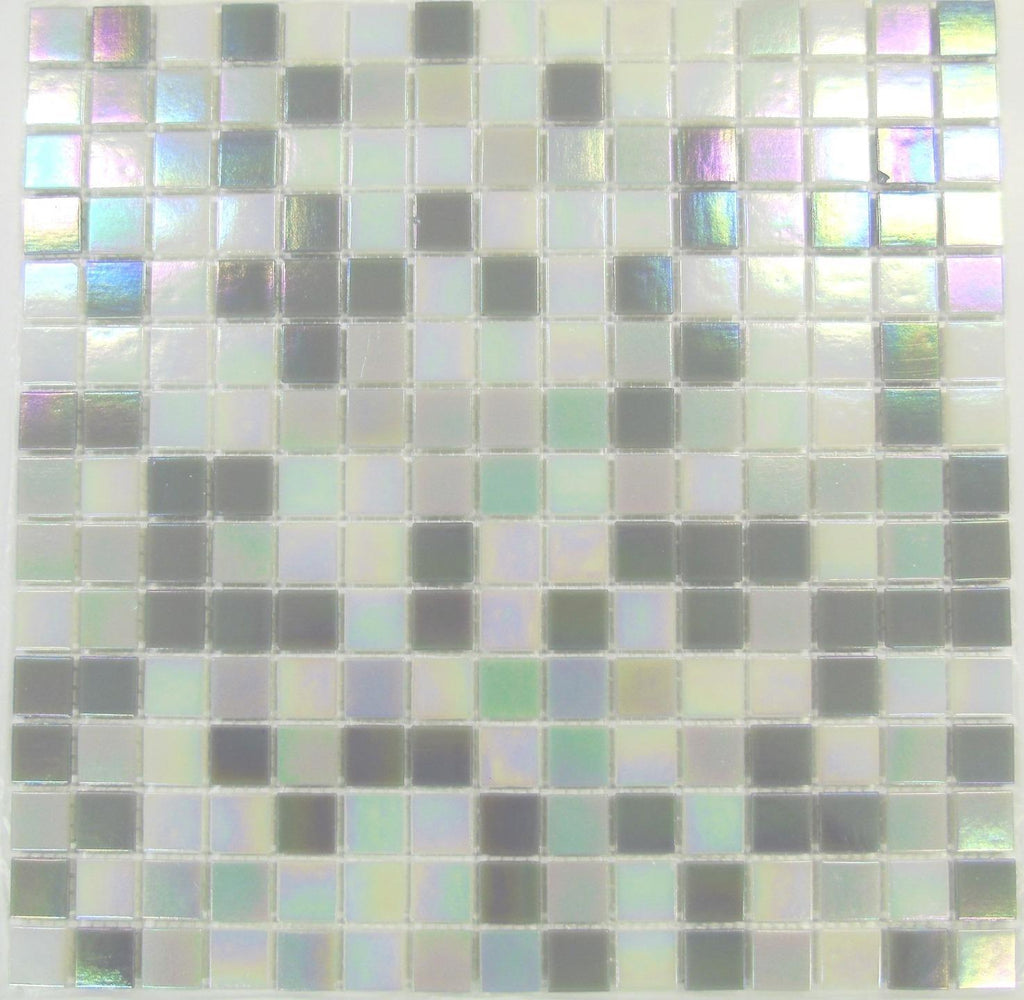 Galaxy Grey and White Shimmer Glass Square Wall Mosaic Tile Product Photo 2