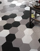 Galaxy Hexagon Sky White Porcelain 201x201mm Wall and Floor Tile on Floor