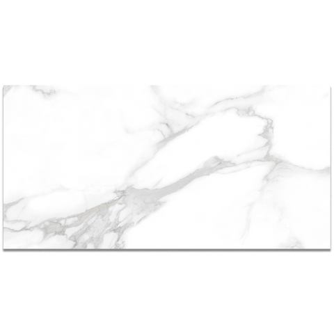 Gentle White Marble Effect Tile with Grey Veining on a 60x120cm Porcelain Tile Slab