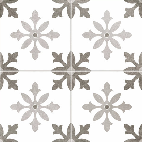 Heritage Grey Monochrome Patterned Ceramic Wall and Floor Tile Product Photo