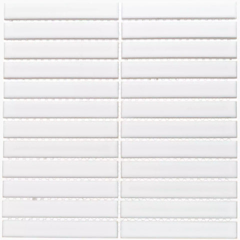 Linea Arlo Bianca White Rectangle Mosaic Porcelain Wall Tile Product Photo