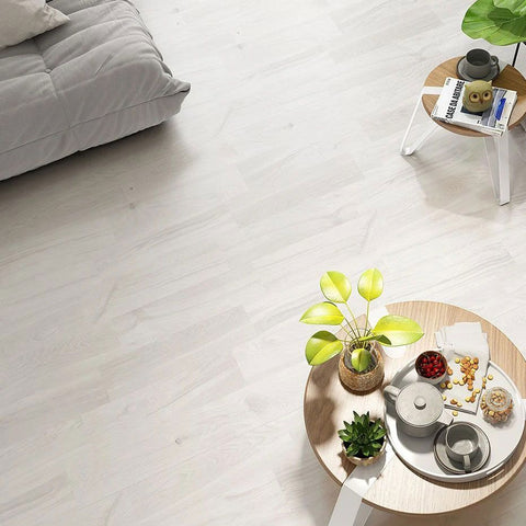 Mès Wood Effect Silver Gris Porcelain 58x15cm Wall and Floor Tile in Living Room