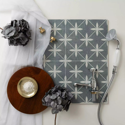 Maple Midnight Blue Star Patterned Ceramic Floor 450x450mm Tile Product Photo