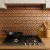 Melted Rose Gold Copper 3D Glass Metro 75x300mm Metro Wall Tile as Kitchen Splashback