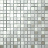 Metallic Mirror Mosaic with Frosted and Sparkle Glitter Glass Silver Square Mosaic Wall Tile Product Photo 1